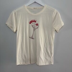 Marine Layer Cheers Classic Crew Graphic Short Sleeve Tee Small Cocktail Kiss